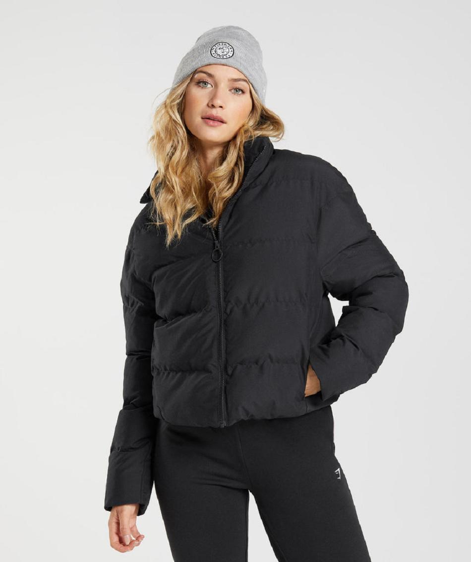 Chaquetas Gymshark Puffer Mujer Negras | CO 2047TCE